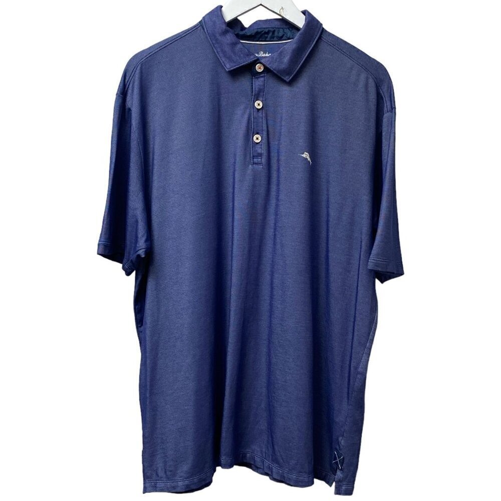 Tommy Bahama Mens Polo Size XL Denim Blue Golf Sport Shirt Short Sleeve